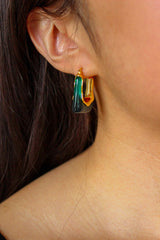 green resin earrings