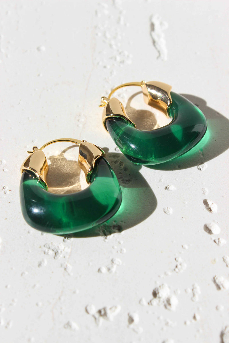 Kira Hoop Earrings/Green
