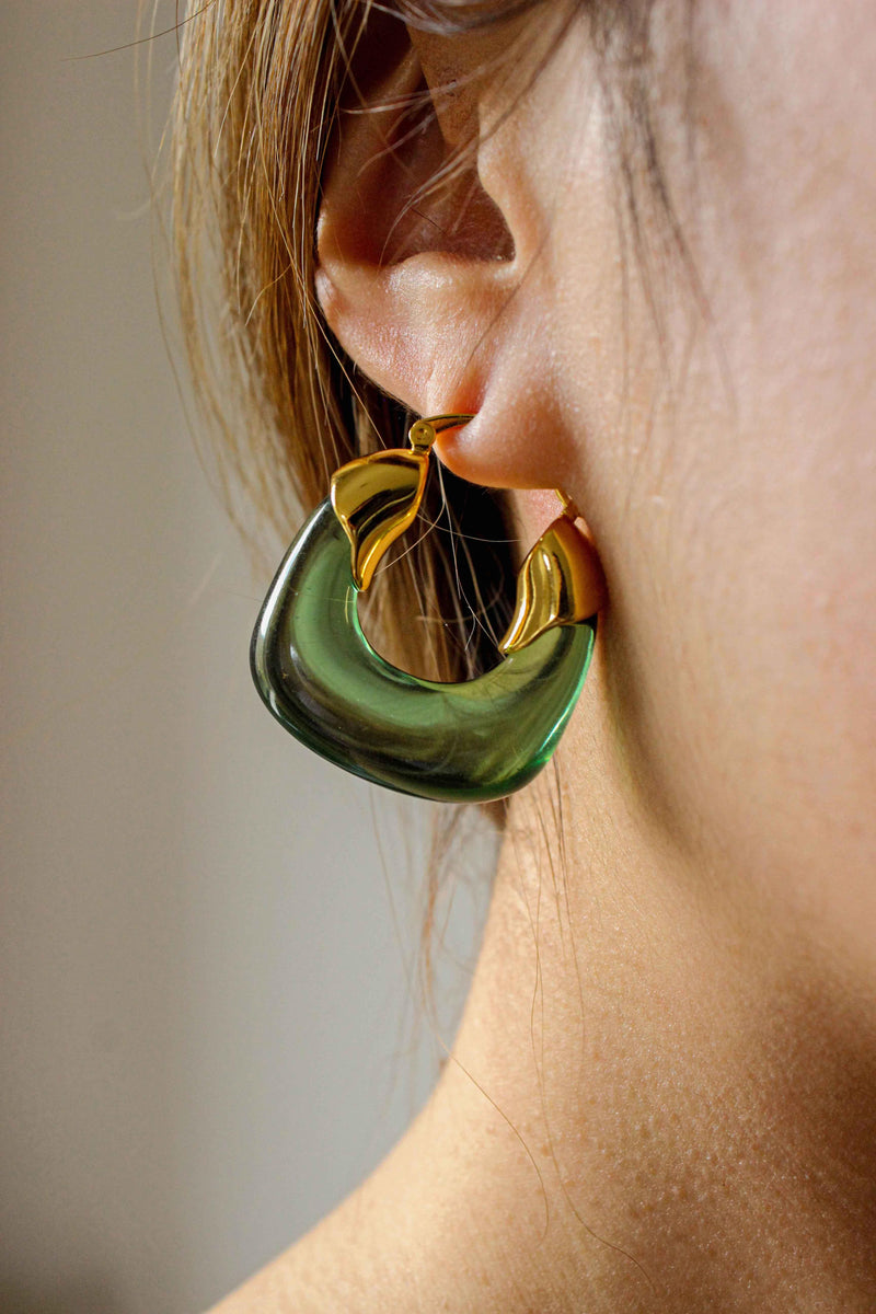 Kira Hoop Earrings/Green - Complete. Studio