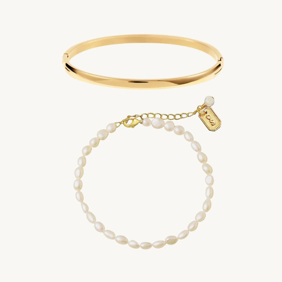 Elania Pearl Choker and Bracelet Set
