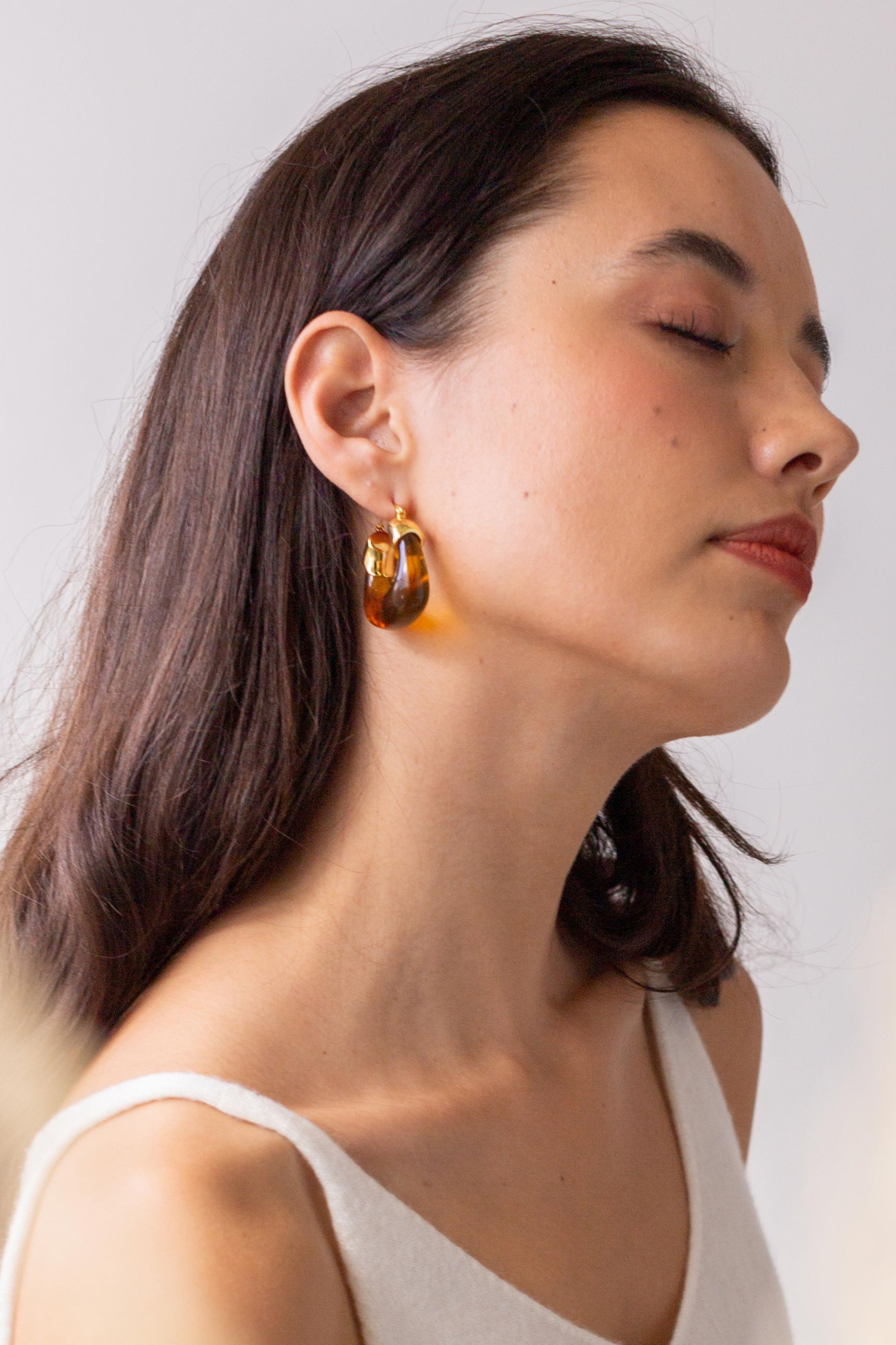 Amber Hoop Earrings