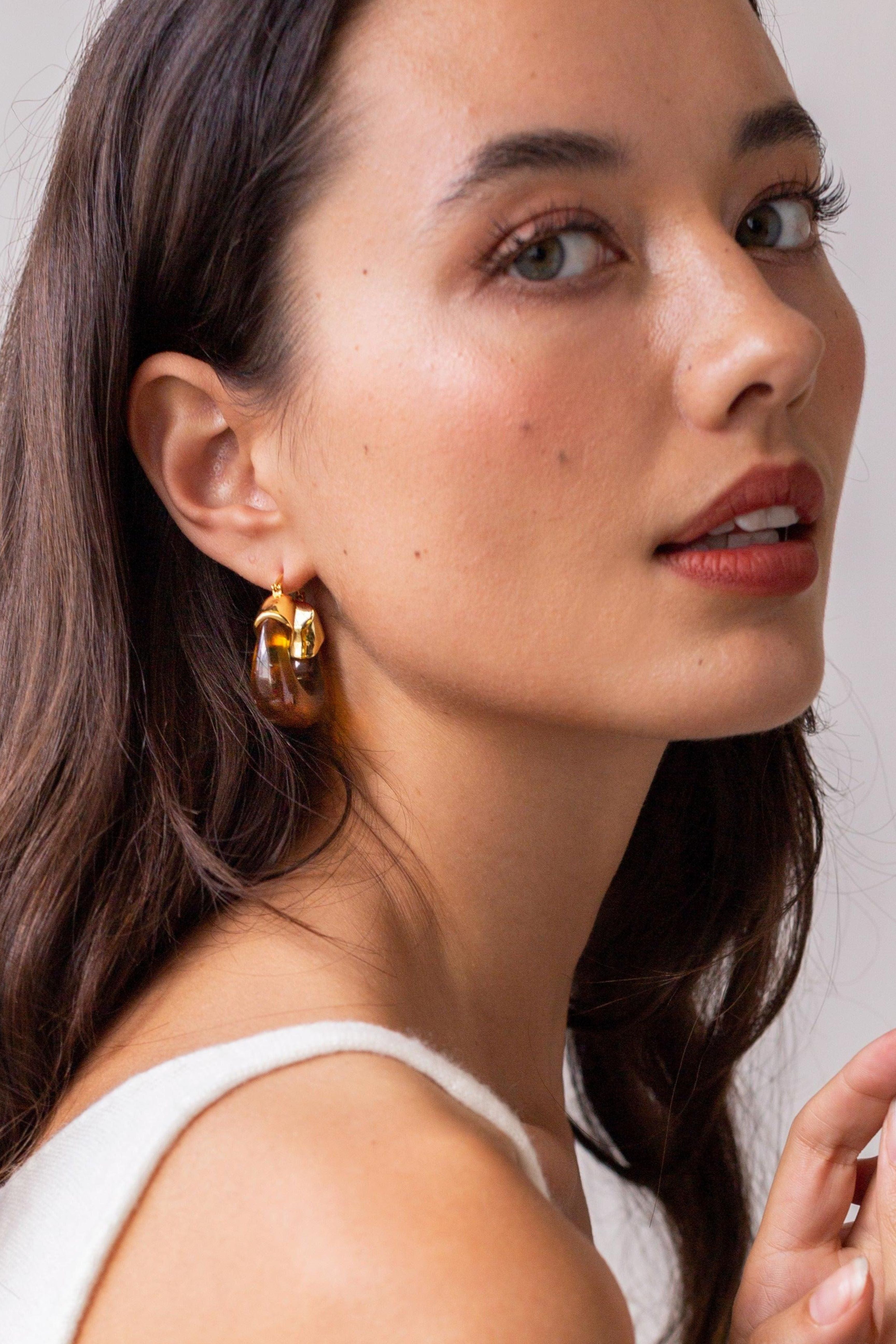 Amber Hoop Earrings