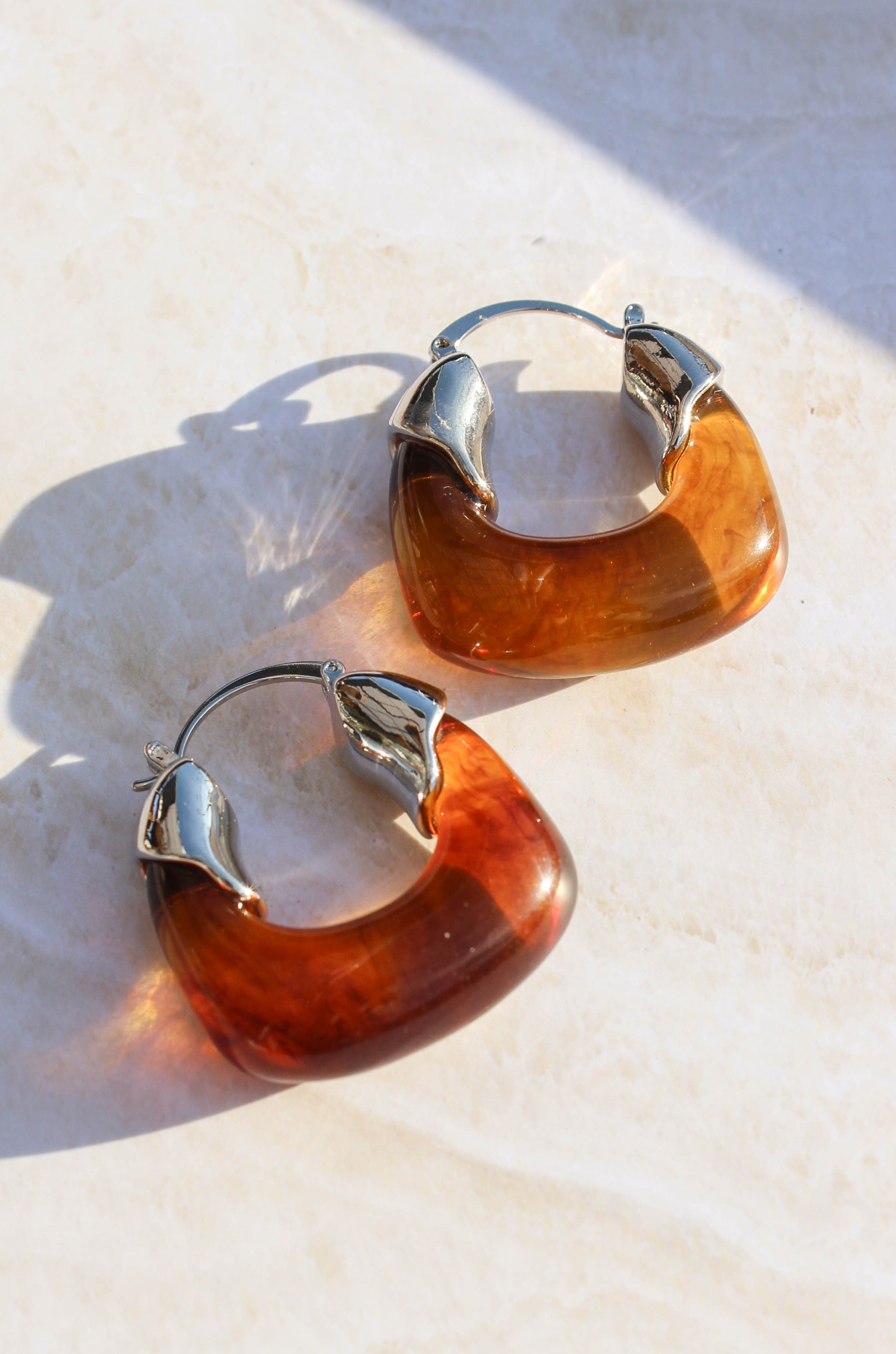 Amber Hoop Earrings