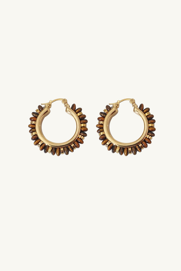 Eternal Hoop Earrings/Tiger Eyes