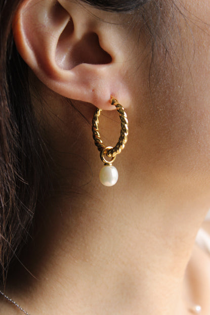 Martine Pearl Hoop Earrings