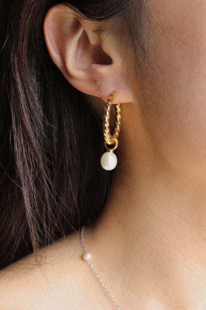Martine Pearl Hoop Earrings