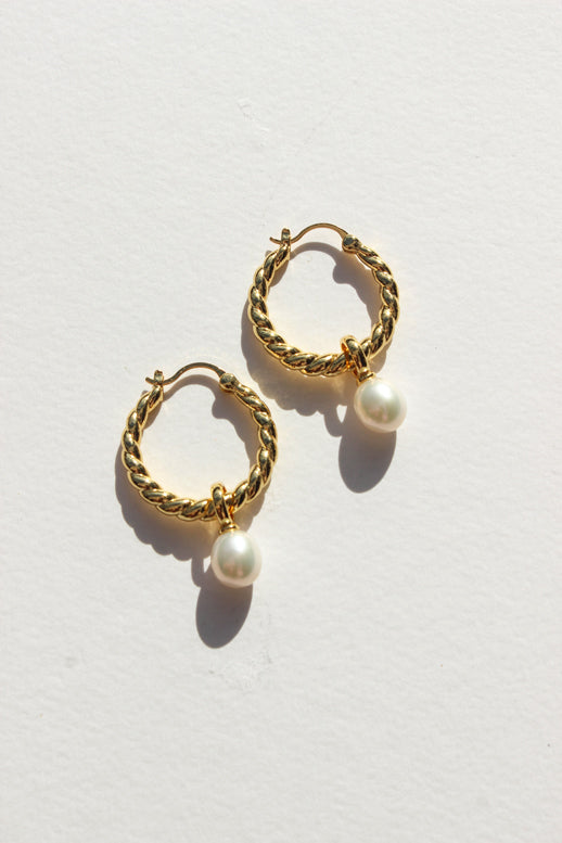 Martine Pearl Hoop Earrings
