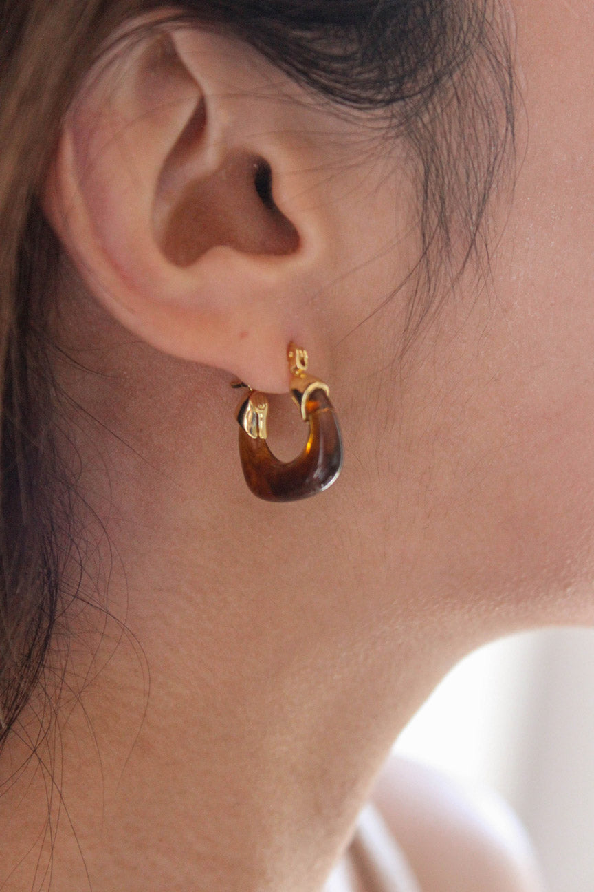 Mini Amber Hoop Earrings