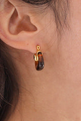 Mini Amber Hoop Earrings