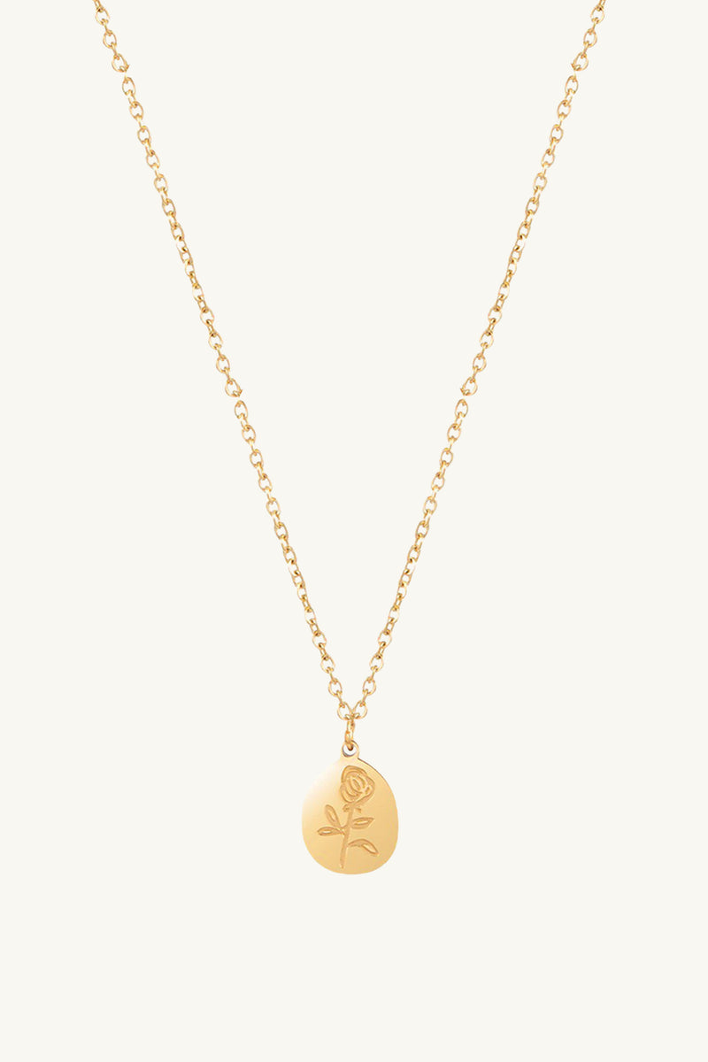 [PRE-ORDER] Rose Pendant Necklace With Engraving