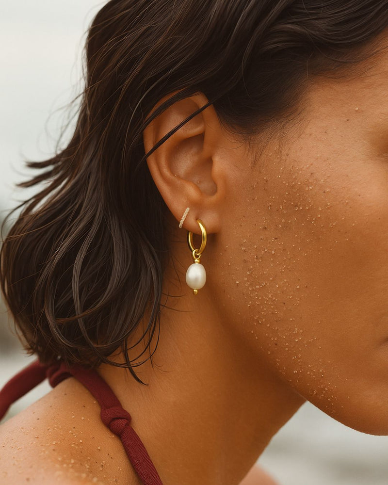 Lottie Pearl Hoop Earrings