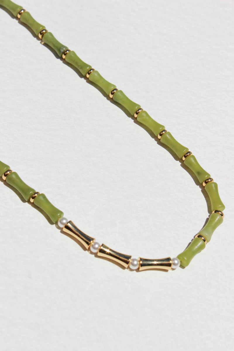 Bamboo Gemstone Necklace and Bracelet Set