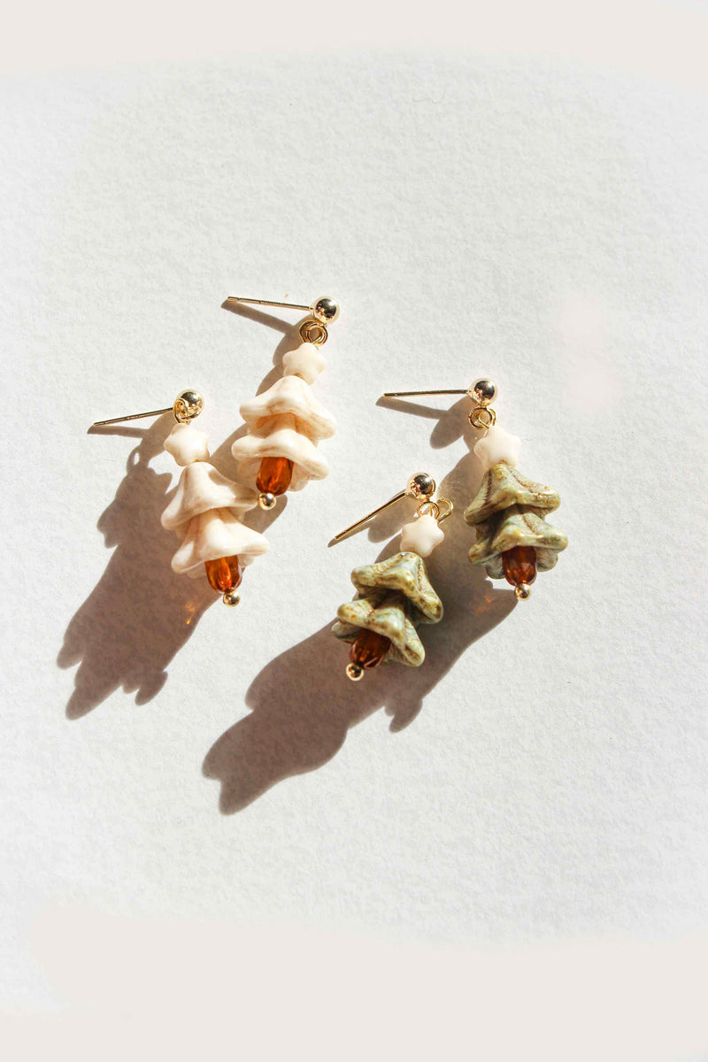 Handmade Christmas Tree Earrings/White