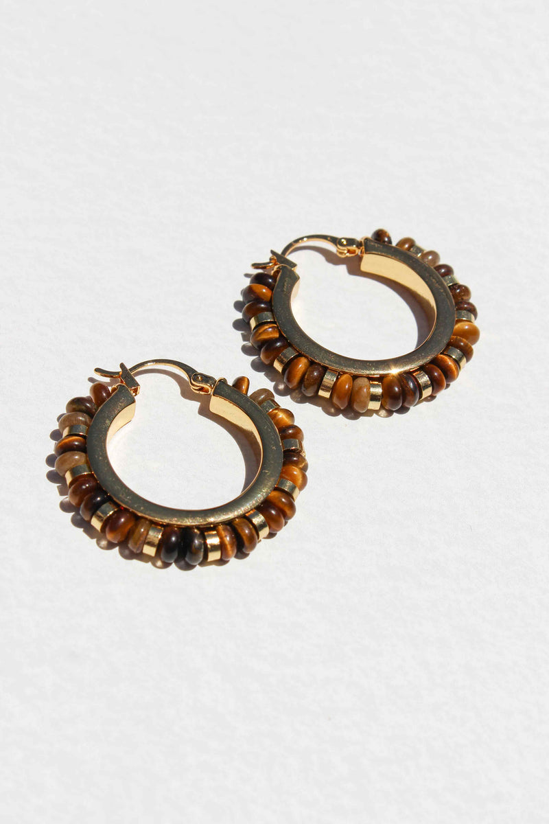 Eternal Hoop Earrings/Tiger Eyes