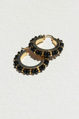 Eternal Hoop Earrings/Black Agate