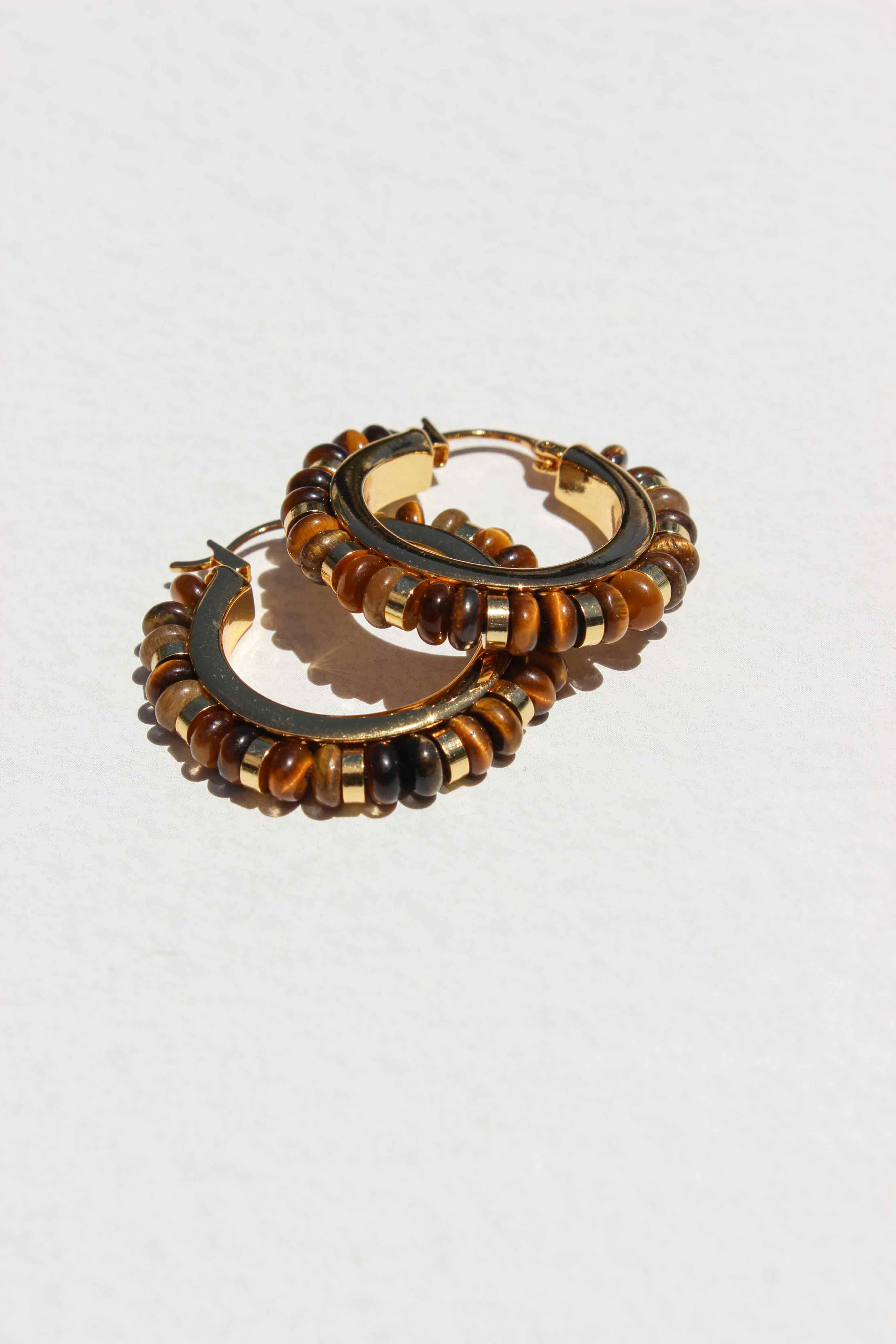 Eternal Hoop Earrings/Tiger Eyes