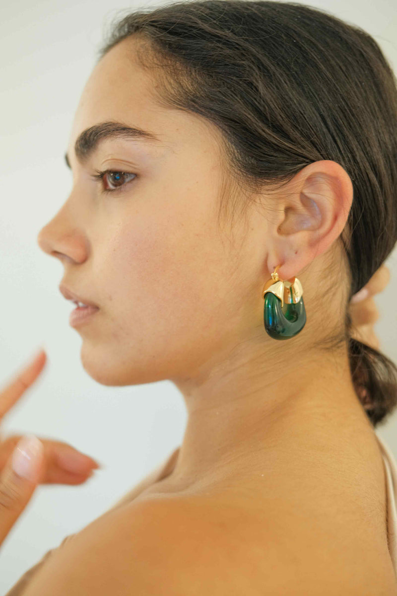 Kira Hoop Earrings/Green