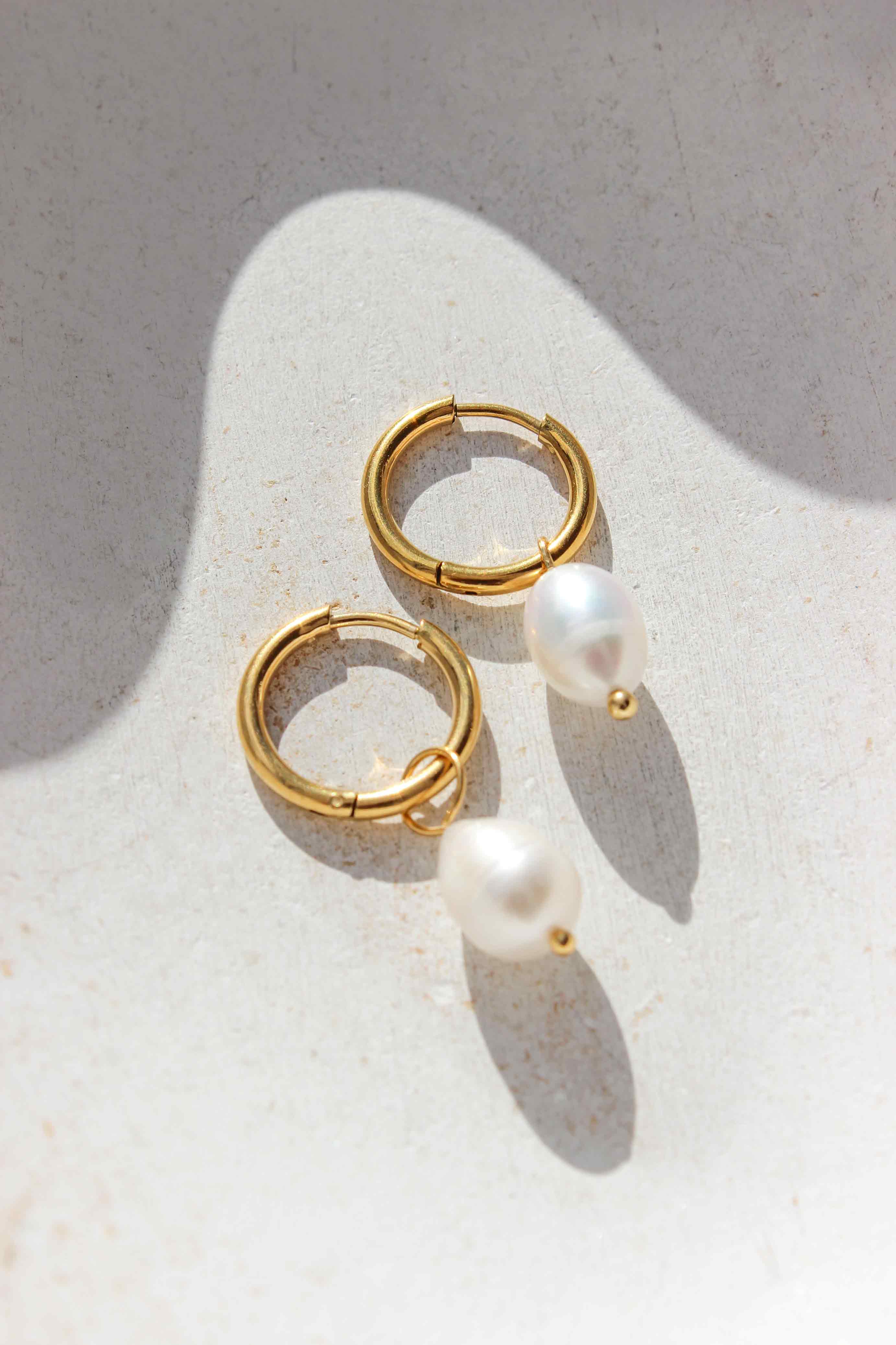 Lottie Pearl Hoop Earrings