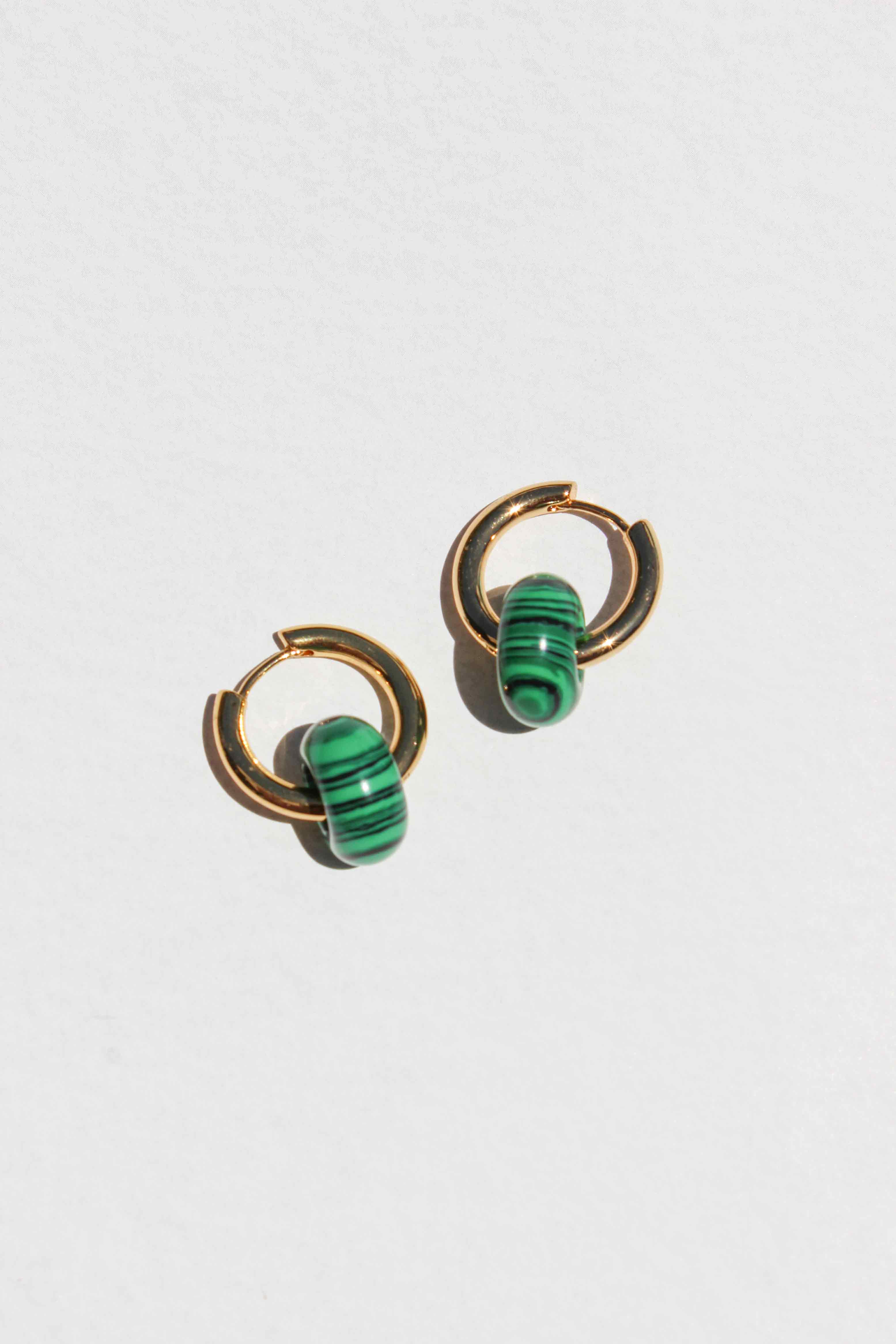 Basic Hoop Earrings/Malachite