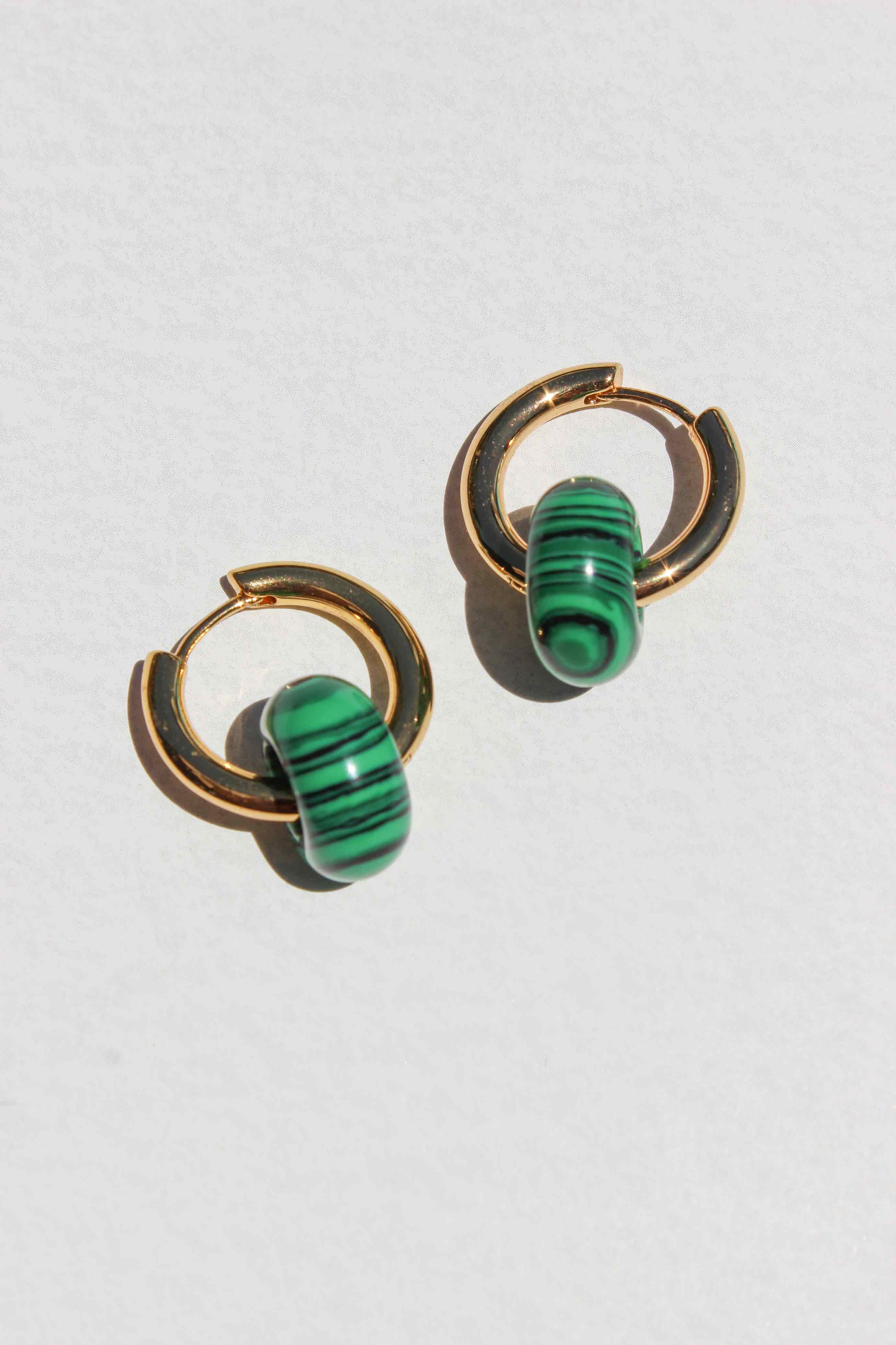 Basic Hoop Earrings/Malachite