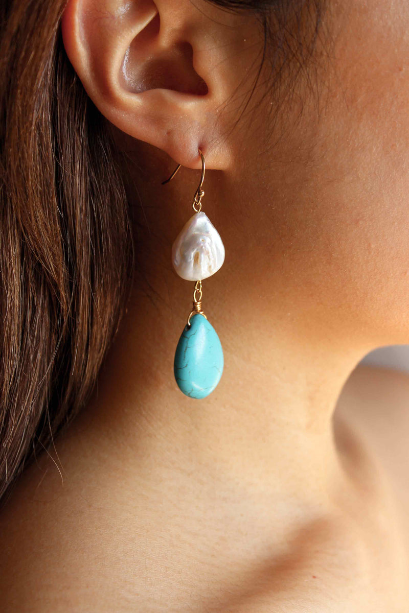 Turquoise Pearl Earrings