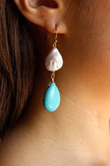 Turquoise Pearl Earrings