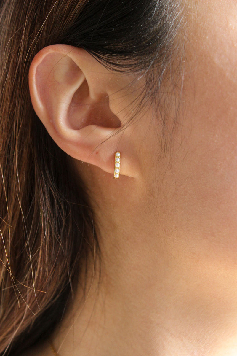 Petite Pearl Huggie Earrings