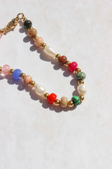 Rainbow Gemstone Necklace and Bracelet Set