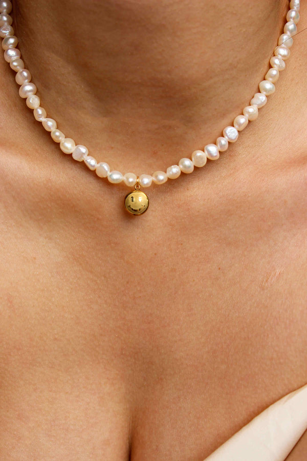Smiley Face Pearl Necklace