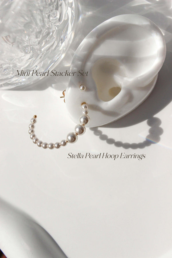 Pearl Hoop Earrings Stack - Complete. Studio